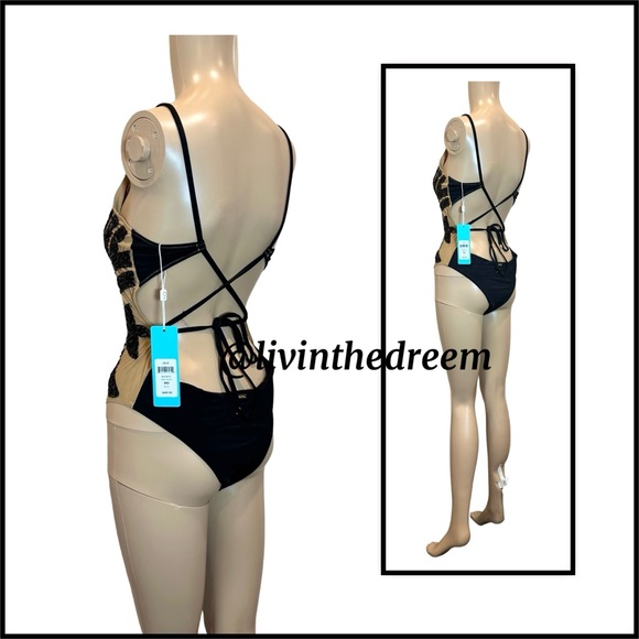 NWT Beach Bunny Jolie One Piece Nude / Black Size Medium $495 - Picture 8 of 16